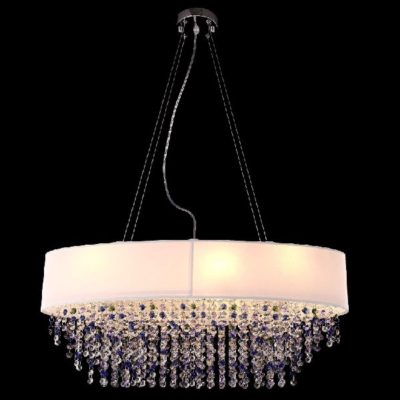 Nowoczesna lampa wisząca biały abażur kryształowa lampa