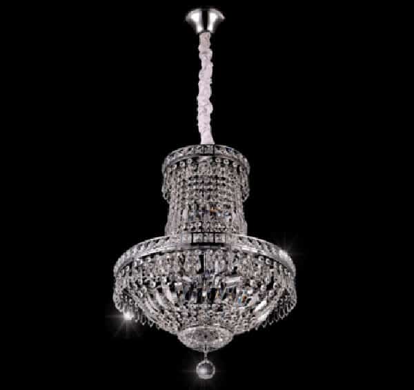 lampa-wisząca-kryształowa-pałacowa-gruszka-sześciopunktowa-chrom-ZOFI Nowoczesna lampa wisząca kryształowa żyrandol pałacowy