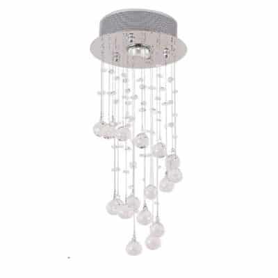 Lampa nowoczesna kryształowa K9 1 punktowa wisząca serpentyna plafoniera spirala sprężyna