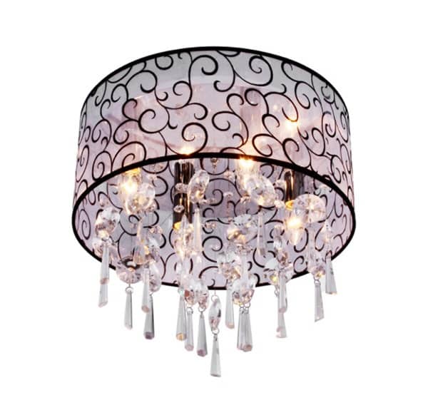 plafon-kryształowy-okrągły-czteropunktowy-jasny-abażur-chrom-RAY Plafon nowoczesny kryształowy z abażurem salon pokój przedpokój holl RAY LIGHT CRYSTAL