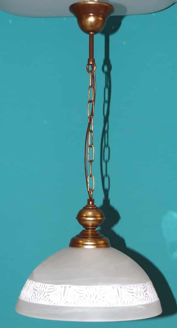 lampa-wisząca-jednopunktowa-klasyczna-biały-klosz-patyna-104 Lampa wisząca klasyczna długa