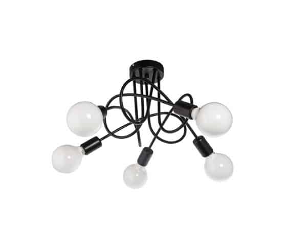 lampa-sufitowa-modelowa-pięciopunktowa-czarna-W-LOOP-5-BL Lampa Modelowana Przysufitowa W-LOOP/5 Czarny