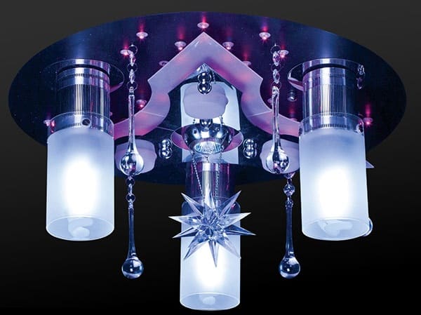 plafon-noowczesny-LED-okrągły-czteropunktowy-z-pilotem-P-S-0839-3-1 Plafoniera Kryształowa LED P-S 0839/3+1