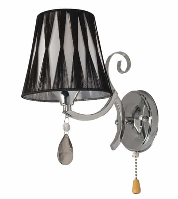 kinkiet-elegancki-czarny-abażur-jednopunktowy-chrom-K-N-0882-1 Kinkiet klasyczny kryształowy czarny K-N 0882/1 Chrom