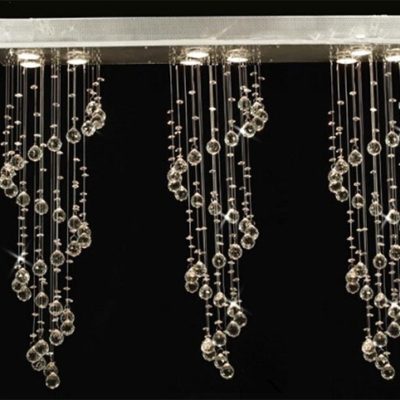 Lampa podłużna kryształowa wisząca nad stół ladę barek 9 punktowa K9 30% PbO