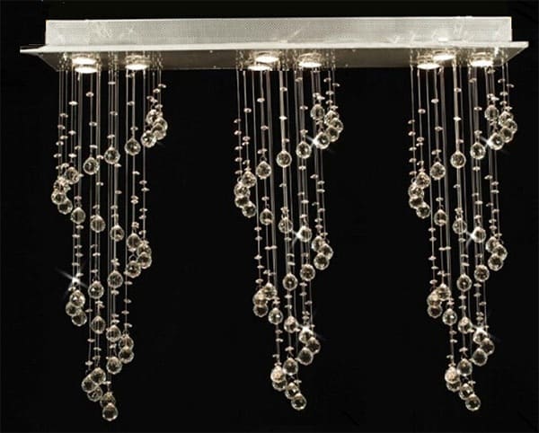 lampa-wisząca-kryształowa-chrom-dziewięciopunktowa-podłużna-SERPENTYNA Lampa podłużna kryształowa wisząca nad stół ladę barek 9 punktowa K9 30% PbO