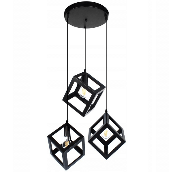 Lampa-Loft-Sweden-okrągla-czarna-3-punktowa-wiszaca